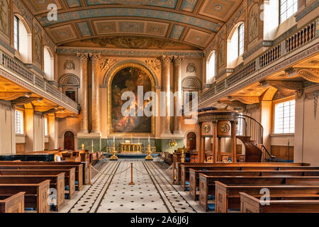 LONDON Old Royal Naval College GREENWICH INNENRAUM Kapelle des hl. Petrus und des hl. Paulus Stockfoto