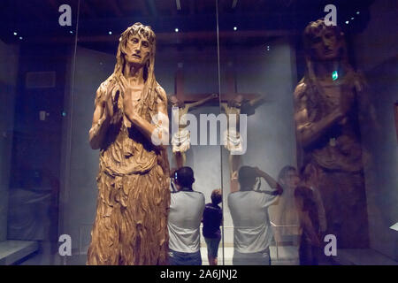 Italienische Renaissance Holz- reuige Magdalena Skulptur aus dem XV Jahrhundert von Donatello in Museo dell'Opera del Duomo (Museum der Werke des Cathedr Stockfoto