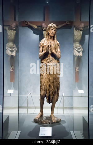 Italienische Renaissance Holz- reuige Magdalena Skulptur aus dem XV Jahrhundert von Donatello in Museo dell'Opera del Duomo (Museum der Werke des Cathedr Stockfoto