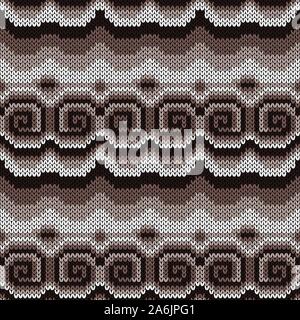 Nahtlose stricken mit Wirbler in gedämpften Braun- und Beigetönen gehalten, vector Pattern als Stoff Textur Stock Vektor