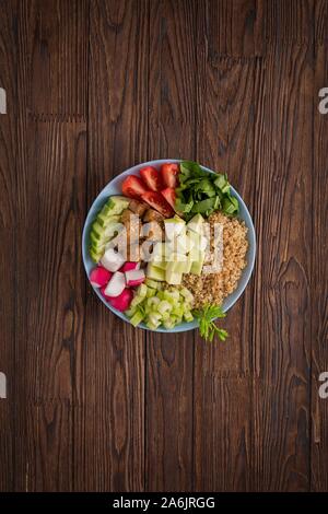 Buddha, Lachs, Buddha Schüssel, Rezepte, Tofu, Lachs Poke, tahini Sosse, tahini Sosse, tahini Sosse, ahi Tuna poke Stockfoto
