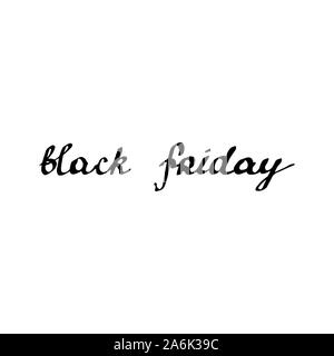 Schriftzug Hand gezeichnet text Schwarzer Freitag. Vektor Kalligraphie Abbildung auf weißem Hintergrund. Typografie für Fahnen, Abzeichen, Postkarten, t-shirt, Drucke, Poster. EPS 10. Stock Vektor