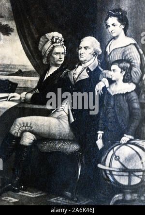 Vintage Foto eines Gemäldes von George Washington, mit Frau Martha und ihren Kindern, ca. 1780er Jahren. Stockfoto