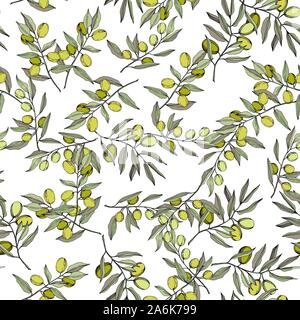 Olive Tree in einem Vektor Stil isoliert. Grün gravierten Tinte Art. Stock Vektor