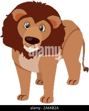 Einzelnes Zeichen von niedlichen Lion auf weißem Hintergrund Abbildung Stock Vektor