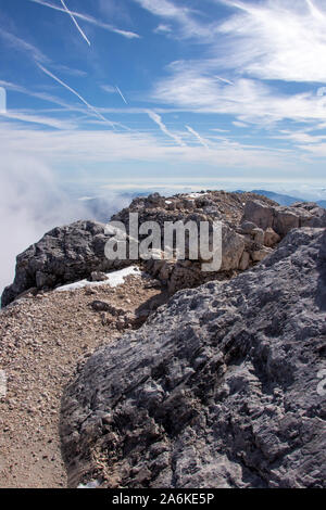 Blick vom Triglav peak an einem sonnigen Tag Stockfoto