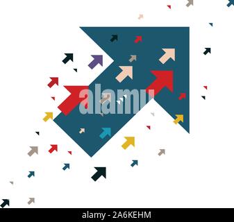 Design einer Vorlage mit bunten Pfeile in eine Richtung, für Deckblätter, Broschüren verwendet werden kann, drucken Materialien. Vektor Illustration isoliert Stock Vektor