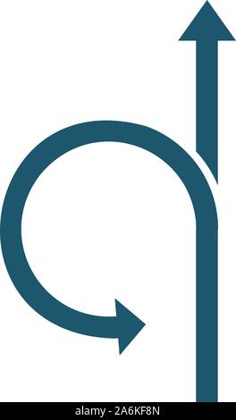 Pfeile gerade oder vor und zurück drehen. Icon fortsetzen. Betreten und Verlassen. Nord und Süd Pfeile. U-Turn unterzeichnen. Vektor Illustration isoliert Stock Vektor
