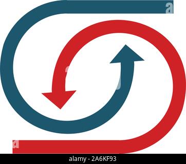 Durchgeschleifte Verbindung Synchronisierung oder exchange Pfeile. Vektor Illustration auf weißem Hintergrund Stock Vektor