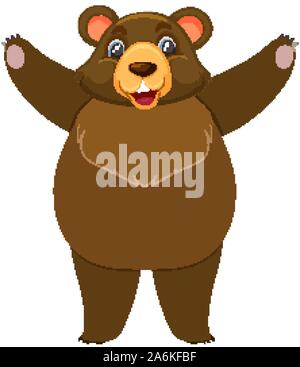 Einzelnes Zeichen von Grizzly bear auf weißem Hintergrund Abbildung Stock Vektor