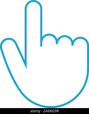 Klicken Sie auf Symbol Hand. Drücken Sie die Taste oder drücken, um Zeiger unterzeichnen. Lineare Symbol. Vektor Illustration auf weißem Hintergrund Stock Vektor