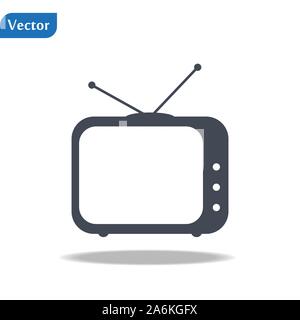 TV-Symbol im trendigen flachen Stil isoliert auf grauem Hintergrund. Fernsehen-Symbol für Ihre Website-Design, Logo, app, UI. Vektor-Illustration, EPS10. Stock Vektor
