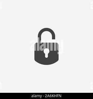 Vorhängeschloss vector Template, Schwarz Symbol Sperren, Silhouette Vorhängeschloss für Anwendungen, Websites. Eigenes Symbol, Vector Illustration zu sperren. Stock Vektor