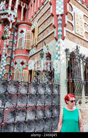 Barcelona Spanien,Katalonien Catalunya,Gracia Nachbarschaft,Casa Vicens,Museum,1885,Antoni Gaudi,Architektur,Katalanische Moderne,UNESCO Weltkulturerbe,Exte Stockfoto