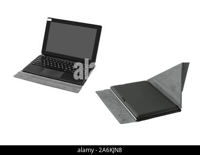 Tablet-PC und Tastatur. Auf weissem Hintergrund. Stockfoto