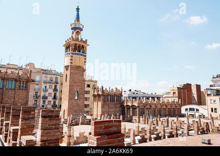 Barcelona Spanien, Katalonien Montjuic, CaixaForum, Galerie für zeitgenössische Kunst, Außenansicht, ehemalige Textilfabrik, Casaramona, von Josep Puig i Cadafalch, Schlepptau Stockfoto