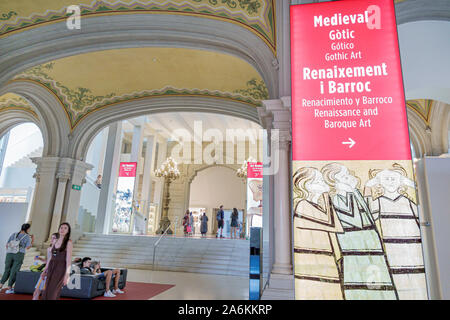 Barcelona Spanien,Katalonien Catalunya,Parc de Montjuic,Museu Nacional d'Art de Catalunya,Nationales Kunstmuseum von Katalonien,innen,mittelalterliches Römisches Stockfoto