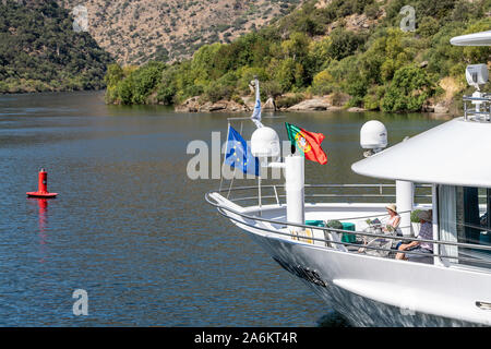 Bracanca, Portugal - 14. August 2019: EIN MS Gil Eanes River Cruise Boot Touren des Douro in Portugal Stockfoto