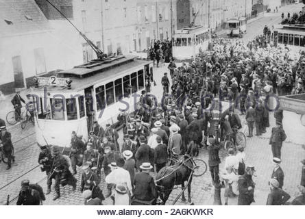 WW 1 Belgische Armee in Gent, Belgien, vintage Foto von 1914 Stockfoto