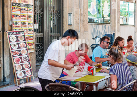 Tarragona Spanien, Hispanic Latin Latino, Catalonia Catalunya, Eixample, Cafe Teatre, Restaurant Restaurants Essen Essen Essen Essen gehen Café Cafés Bistro, al frees Stockfoto