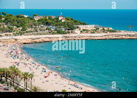 Tarragona Spanien, lateinamerikanisches Latino, Katalonien, Balcon del Mediterraneo, mediterraner Balkon, Aussichtspunkt, Aussichtspunkt, Platja del Miracle, Be Stockfoto