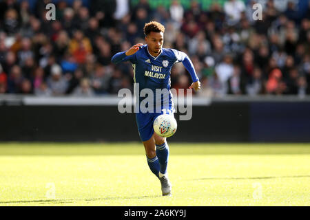 Swansea, Großbritannien. 27 Okt, 2019. Josh Murphy von Cardiff City in Aktion. EFL Skybet Meisterschaft übereinstimmen, Swansea City v Cardiff City in der Liberty Stadium in Swansea, Südwales am Sonntag, den 27. Oktober 2019. Dieses Bild dürfen nur für redaktionelle Zwecke verwendet werden. Nur die redaktionelle Nutzung, eine Lizenz für die gewerbliche Nutzung erforderlich. Keine Verwendung in Wetten, Spiele oder einer einzelnen Verein/Liga/player Publikationen. pic von Andrew Obstgarten/Andrew Orchard sport Fotografie/Alamy Live news Credit: Andrew Orchard sport Fotografie/Alamy leben Nachrichten Stockfoto