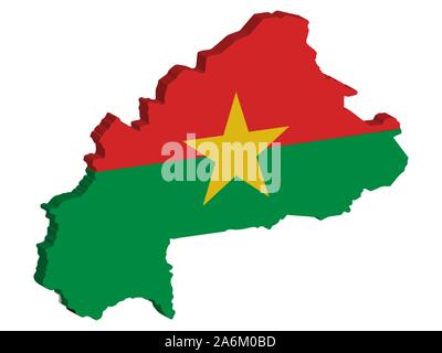 3D-Karte Burkina Faso Flagge Vektor-illustration eps 10. Stock Vektor