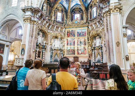 Valencia Spanien Hispanic,Ciutat Vella,Altstadt,Altstadt,Plaza Placa de la Reina,Metropolitan Cathedral Basilika der Himmelfahrt unserer Lieben Frau von Stockfoto