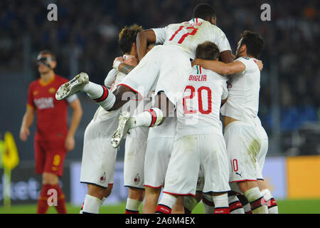 Rom, Italien. 27 Okt, 2019. Glück milanduring wie Rom vs AC Mailand, der italienischen Fußball-Serie-A Männer Meisterschaft in Rom, Italien, 27. Oktober 2019 - LPS/Renato Olimpio Credit: Renato Olimpio/LPS/ZUMA Draht/Alamy leben Nachrichten Stockfoto