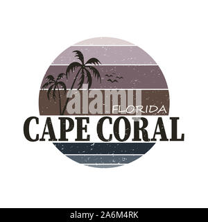 Abbildung auf das Thema von Cape Coral in Florida. Typografie, t-shirt, Grafiken, Poster, Banner, Flyer, Postkarte Stockfoto