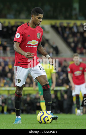 Norwich, UK. 26 Okt, 2019. Marcus Rashford von Manchester United in der Premier League Match zwischen Norwich City und Manchester United an der Carrow Road am 27. Oktober 2019 in Norwich, England. (Foto von Matt Bradshaw/phcimages.com) Credit: PHC Images/Alamy leben Nachrichten Stockfoto
