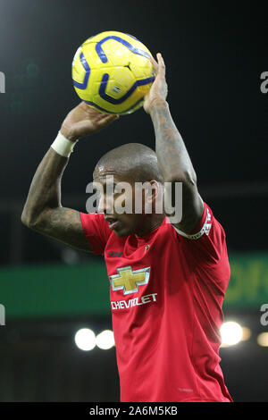 Norwich, UK. 26 Okt, 2019. Ashley Young von Manchester United in der Premier League Match zwischen Norwich City und Manchester United an der Carrow Road am 27. Oktober 2019 in Norwich, England. (Foto von Matt Bradshaw/phcimages.com) Credit: PHC Images/Alamy leben Nachrichten Stockfoto