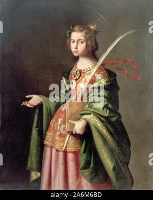 Elisabeth von Ungarn (1207 - 1231), auch als die Heilige Elisabeth von Thüringen oder der Heilige Elisabeth von Thüringen bekannt, war eine Prinzessin des Königreichs Ungarn, Landgräfin von Thüringen, Deutschland, und einer sehr katholischen Heiligen verehrt. Gemälde von Francisco de Zurbarán Stockfoto