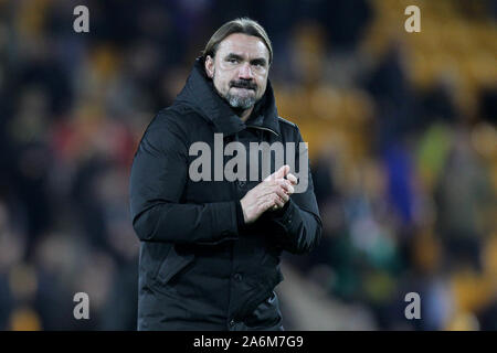 Norwich, UK. 26 Okt, 2019. Norwich City Manager Daniel Farke während der Premier League Match zwischen Norwich City und Manchester United an der Carrow Road am 27. Oktober 2019 in Norwich, England. (Foto von Matt Bradshaw/phcimages.com) Credit: PHC Images/Alamy leben Nachrichten Stockfoto