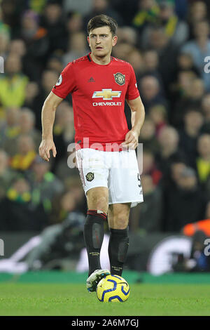Norwich, UK. 26 Okt, 2019. Harry Maguire von Manchester United in der Premier League Match zwischen Norwich City und Manchester United an der Carrow Road am 27. Oktober 2019 in Norwich, England. (Foto von Matt Bradshaw/phcimages.com) Credit: PHC Images/Alamy leben Nachrichten Stockfoto