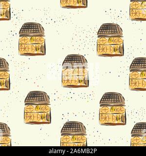 Nahtlose Muster mit niedlichen Europäischen Häusern. Im skandinavischen Stil. Stock Vektor