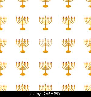 Abbildung auf Thema große farbige Muster Hanukkah, nahtlose set Menorah. Nahtlose Muster bestehend aus Sammlung Menora, Zubehör Feiertag Hanukka Stock Vektor