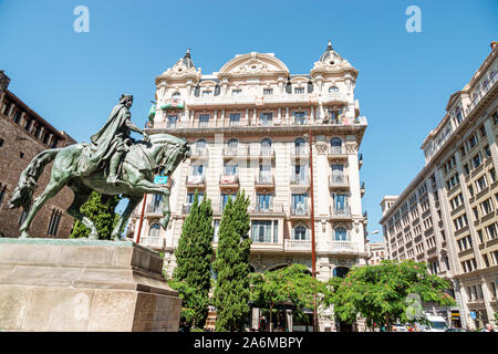 Barcelona Spanien,Katalonien Ciutat Vella,Altstadt,Gotisches Viertel,Plaza Ramon Berenguer III,Reiterstandbild,von Josep Llimona i Bruguera Stockfoto