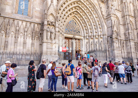 Barcelona Spanien,Katalonien Ciutat Vella,Altstadt,Gotisches Viertel,Kathedrale des Heiligen Kreuzes & Saint Eulalia,gotische römisch-katholische Kathedrale,Haupt Stockfoto