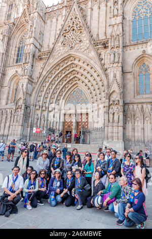 Barcelona Spanien,Katalonien Ciutat Vella,Altstadt,Gotisches Viertel,Kathedrale des Heiligen Kreuzes & Saint Eulalia,gotische römisch-katholische Kathedrale,Haupt Stockfoto