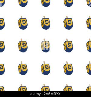 Abbildung auf Thema große farbige Muster Hanukkah, nahtlose set Dreidel. Nahtlose Muster bestehend aus Sammlung Dreidel, Zubehör Feiertag Hanukka Stock Vektor