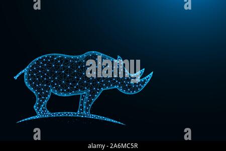 Rhinoceros Low-poly-Design, Säugetier Tier abstrakten geometrischen Bild, zoo Drahtmodell mesh polygonalen Vector Illustration aus Punkten und Linien auf dar, Stock Vektor