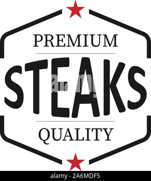 Steaks vintage Stempel Logo auf weißem Hintergrund Stock Vektor
