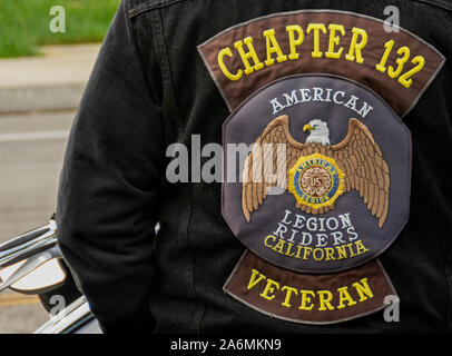 Irvine, CA/USA - 27.10.2019: ein Biker am 8. jährlichen verletzte Krieger Wertschätzung, eine Spendenaktion für die Krieger Stiftung Freiheit entfernt. Stockfoto