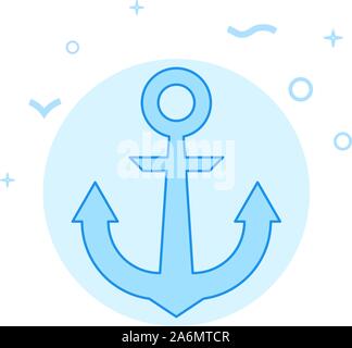 Schiff Anker Vektor icon. Flache Darstellung. Gefüllte Linienstil an. Blue monochrome Design. Editierbare Schlaganfall. Strichstärke einstellen. Stock Vektor