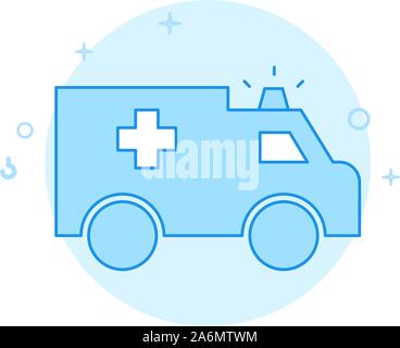 Krankenwagen auto Vektor icon. Flache Darstellung. Gefüllte Linienstil an. Blue monochrome Design. Editierbare Schlaganfall. Strichstärke einstellen. Stock Vektor