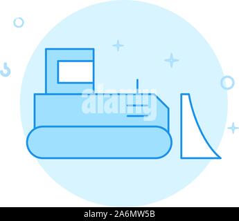 Bulldozer, raupentraktor Vektor icon. Flache Darstellung. Gefüllte Linienstil an. Blue monochrome Design. Editierbare Schlaganfall. Strichstärke einstellen. Stock Vektor