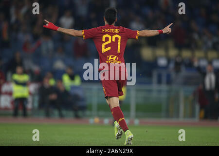 Rom, Italien. 27 Okt, 2019. Rom, Italien, 27. Oktober 2019: Pastore das Ziel Ergebnis während der italienischen Serie A Fußballspiel zwischen AS Roma und AC Mailand, im Olympiastadion in Rom. Credit: Unabhängige Fotoagentur/Alamy leben Nachrichten Stockfoto