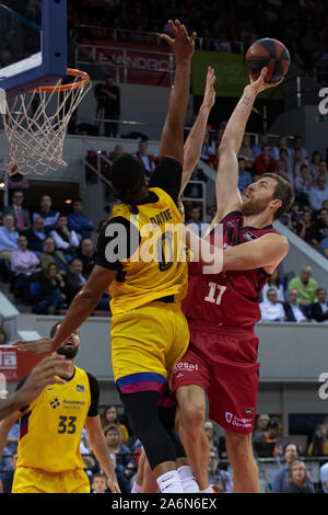 Zaragoza, Spanien. 27 Okt, 2019. Fran Vazquez während Casademont Zaragoza über FC Barcelona (89 - 83) in Liga Endesa regular season Spiel (Tag 6) feierte in Zaragoza (Spanien) Pabell-n-Pr" Príncipe Felipe. (Foto von Daniel Marzo/Pacific Press) Quelle: Pacific Press Agency/Alamy leben Nachrichten Stockfoto