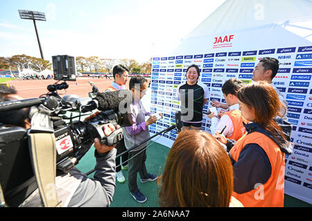 Honjo Athletic Stadium, Fukuoka, Japan. 27 Okt, 2019. Haruka Kitaguchi, 27. Oktober 2019 - Leichtathletik: 41. Kitakyusyu Athletik von Carnival Frauen Speerwerfen Finale bei Honjo Athletic Stadium, Fukuoka, Japan werfen. Credit: MATSUO. K/LBA SPORT/Alamy leben Nachrichten Stockfoto